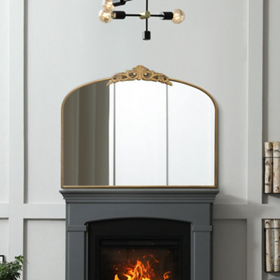  - The CrownGold Metal Framed Arched Wall Mirror With Decorative Crown 40" X 31" (102Cm X 80Cm)