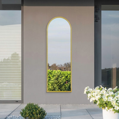 B&Q - MirroroutletThe ArcusBlack Framed Arched Garden Wall Mirror 71" X 24" (180 X 60 Cm)