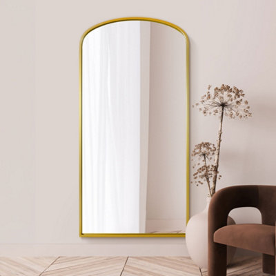 B&Q -  AngustusGold Metal Framed Arched Wall Leaner Mirror 79"x39" (200 X 100Cm)
