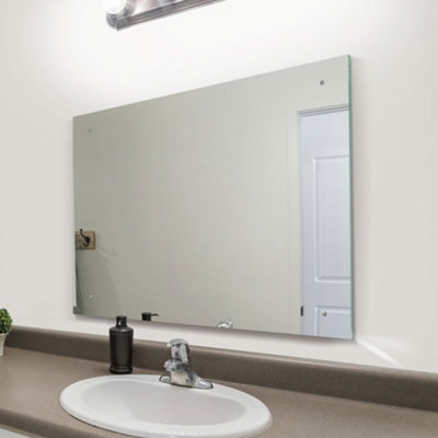B&Q -  Bathroom 4mm Sheet Mirror Glass Polished Edges With 4 Holes 60 X 80Cm