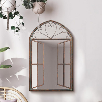 Mirroroutlet The Kirkby Rustic Metal Arched Shaped Decorative Window Effect Wall Mirror 92Cm X 61Cm from B&Q