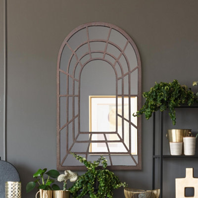 Mirroroutlet The Kirkby Rustic Framed Arched Gothic Window Style Leaner Wall Mirror 77Cm X 50Cm from B&Q