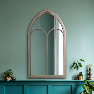 Mirroroutlet The Somerley Rustic Metal Chapel Arched Decorative Mirror Stone Colour 111Cm X 61Cm from B&Q