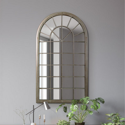 B&Q -  The Somerley Country Rustic Framed Arched Leaner Metal Wall Mirror 129Cm X 76Cm