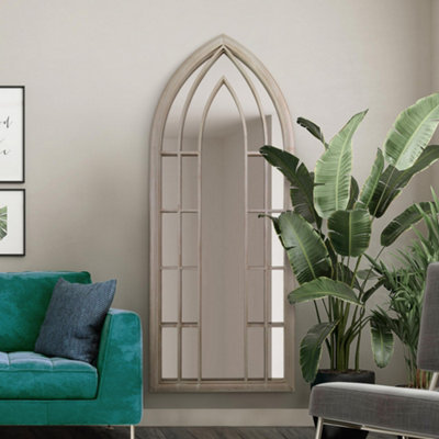 B&Q -  The Somerley Extra Large Rustic Framed Arched Gothic Window Style  Mirror 190Cm X 75Cm