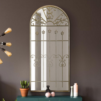 Mirroroutlet The Somerley Extra Large Rustic Framed Arched Gothic Window Style Leaner Wall Mirror 160Cm X 75Cm from B&Q