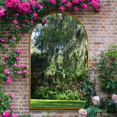 B&Q -  ArcusGold Full Length Framed Arched Leaner Wall Garden Outdoor Mirror 75" X 47" (190X120Cm)