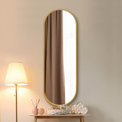 B&Q -  VultusNew Gold Metal Framed Double Arched Wall Mirror 63" X 22" (160Cm X 55Cm)