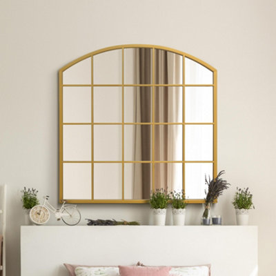 B&Q -  The Arcus Gold Framed Arched Window Leaner/wall Mirror 100Cm X 100Cm