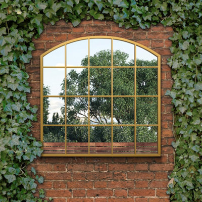B&Q -  The Arcus Gold Framed Arched Window Garden Mirror 100 X 100Cm