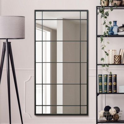 B&Q -  The Tabula Black Metal Framed Window Wall Or Leaner Mirror 160Cm X 80Cm