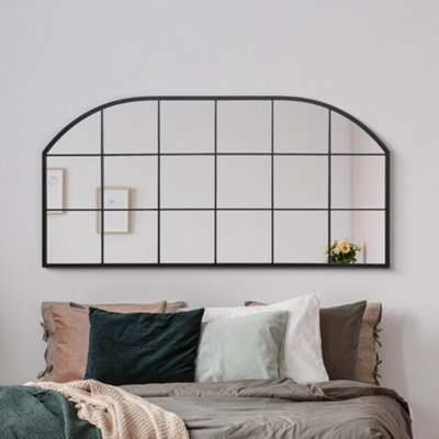 Mirroroutlet The Arcus Black Metal Framed Window Arched Wall Or Mantle Mirror 174Cm X 85Cm from B&Q