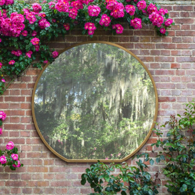 Mirroroutlet The Circulus Gold Framed Flat Bottom Circular Garden Wall Mirror 126Cm X 120Cm from B&Q