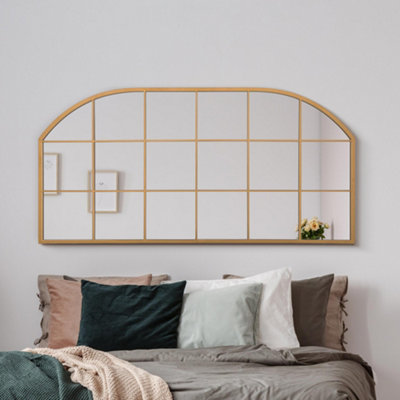 Mirroroutlet The Arcus Gold Metal Framed Window Arched Wall Or Mantle Mirror 174Cm X 85Cm from B&Q