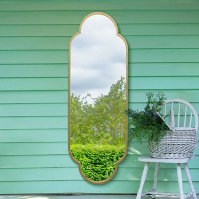 Mirroroutlet The Duplici Gold Metal Framed Double Arched Oval Garden Wall Mirror 67" 170Cm X 59Cm from B&Q