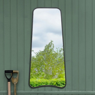 Mirroroutlet The Coartans New Black Metal Isoscelles Trapezoid Shape Framed Garden Wall Mirror 122Cm X 58Cm from B&Q