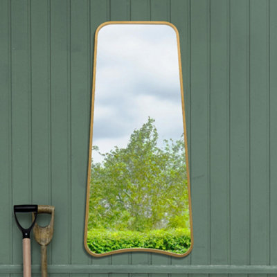 Mirroroutlet The Coartans New Gold Metal Isoscelles Trapezoid Shape Framed Garden Wall Mirror 122Cm X 58Cm from B&Q