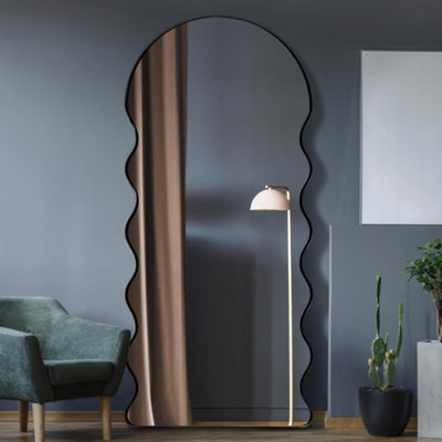 Mirroroutlet The Fluctus Black Metal Dome Arch Topped Wavy Frame Wall Mirror 180Cm X 80Cm from B&Q
