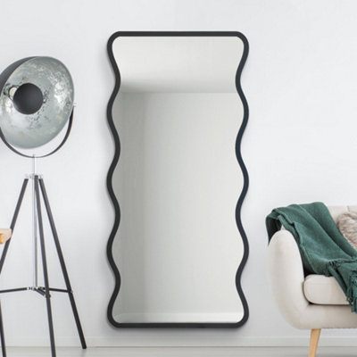 Mirroroutlet The Fluctus Black Metal Rectangular Wavy Framed Wall Mirror 170Cm X 80Cm from B&Q