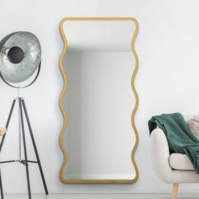 Mirroroutlet The Fluctus Gold Metal Wavy Framed Wall Mirror 170Cm X 80Cm from B&Q