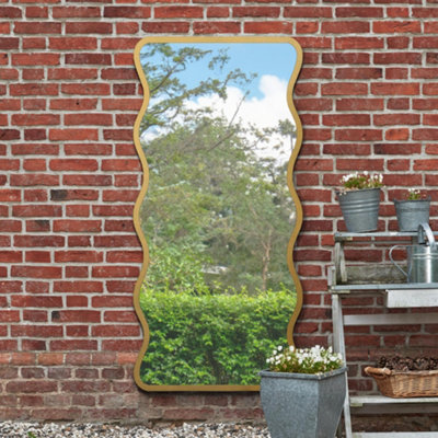 Mirroroutlet The Fluctus Gold Metal Wavy Framed Garden Wall Mirror 170Cm X 80Cm from B&Q
