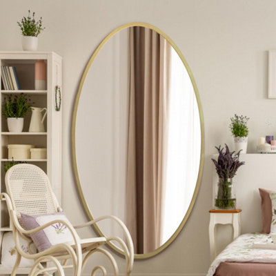 B&Q -  The Ovale Gold Metal Framed Oval Wall Mirror 180Cm X 100Cm