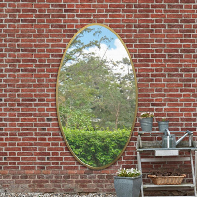B&Q -  The Ovale Gold Metal Framed Oval Garden Wall Mirror 180Cm X 100Cm
