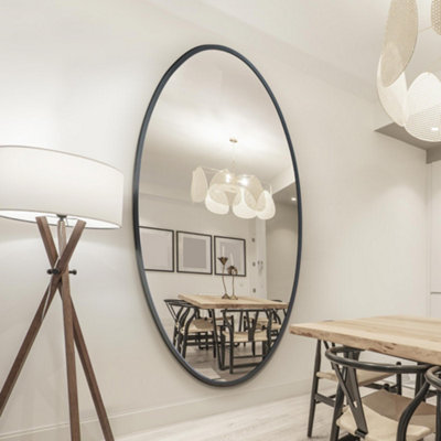 B&Q -  The Ovale Black Metal Framed Oval Wall Mirror 200Cm X 112Cm