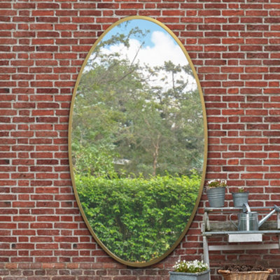 B&Q -  The Ovale Gold Metal Framed Oval Garden Wall Mirror 200 X 112Cm