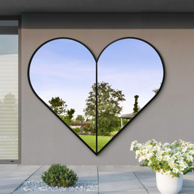 B&Q -  The Corde Black Metal Framed Heart Shaped Garden Mirror 180Cm X 180Cm