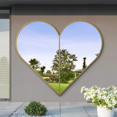 B&Q -  The Corde Gold Metal Framed Heart Shaped Garden Mirror 180Cm X 180Cm