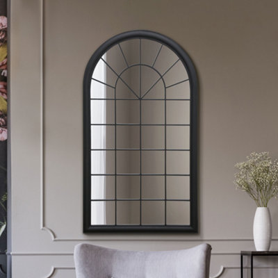 B&Q -  The Somerley Country Black Rustic Framed Arched Leaner Metal Wall Mirror 129Cm X 76Cm