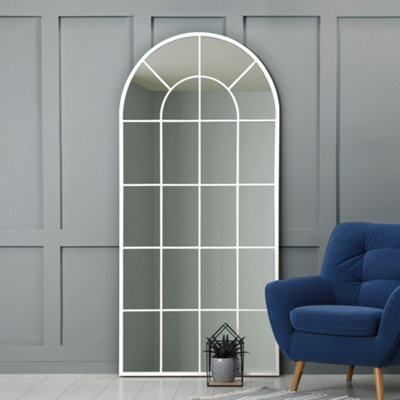 B&Q -  The Arcus White Framed Arched Window Leaner/wall Mirror 180 X 85Cm
