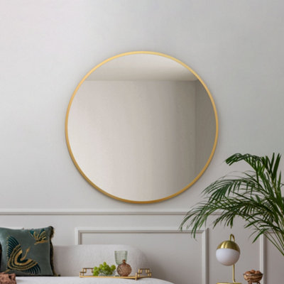 Mirroroutlet The Fenestra Gold Edged Circular Modern Wall Mirror 90Cm Diameter from B&Q