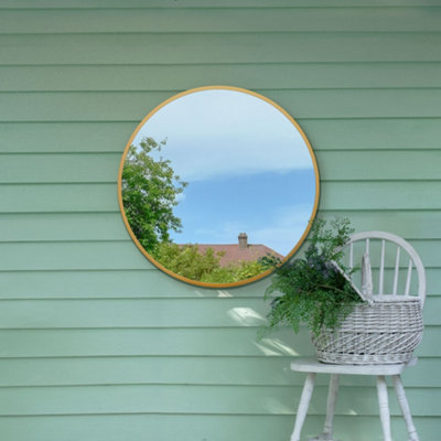 Mirroroutlet The Fenestra Gold Edged Circular Modern Wall Mirror 80Cm Diameter from B&Q