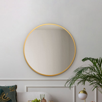 Mirroroutlet The Fenestra Gold Edged Circular Modern Wall Mirror 80Cm Diameter from B&Q