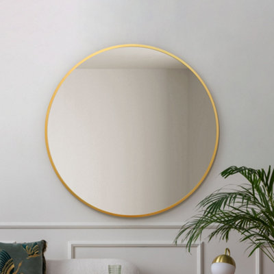 Mirroroutlet The Fenestra Gold Edged Circular Modern Wall Mirror 100Cm Diameter from B&Q