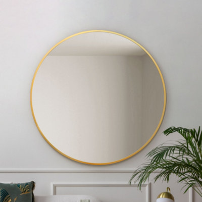 Mirroroutlet The Fenestra Gold Edged Circular Modern Wall Mirror 110Cm Diameter from B&Q