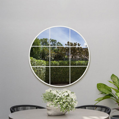Mirroroutlet The Circulus White Metal Frame Round Window Garden Wall Mirror 80X80Cm from B&Q