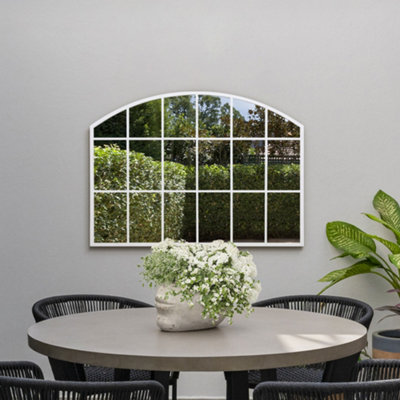 Mirroroutlet The Arcus White Framed Arched Wall Garden Mirror 90Cm X 65Cm from B&Q