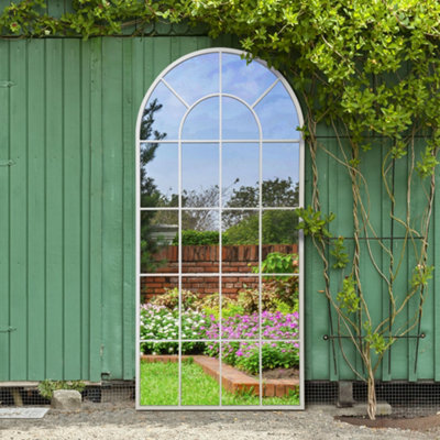 B&Q -  The Arcus White Framed Arched Window Garden Mirror 180 X 85Cm