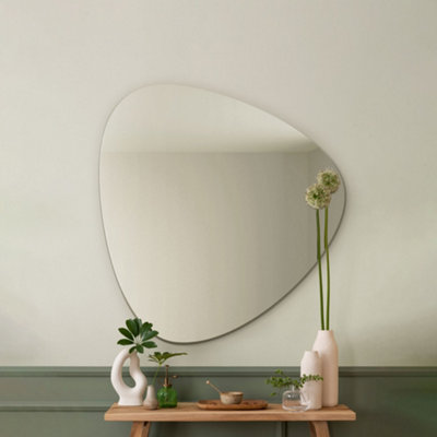 Mirroroutlet The Lapis Frameless Pebble Pond Wall Mirror 80 X 60Cm from B&Q