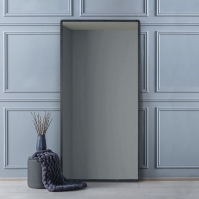 B&Q -  The NaturalisSolid Black Oak Rounded Corner Leaner / Wall Mirror 71" X 35" (180Cm X 90Cm
