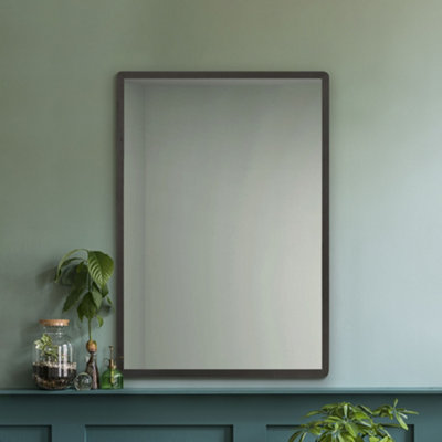 B&Q -  The Naturali Solid Black Oak Rounded Corner Wall Mirror 100Cm X 70Cm