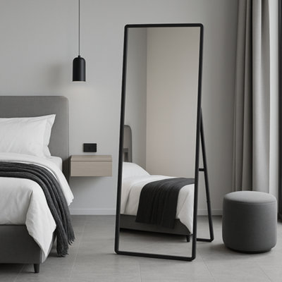 B&Q -  The Naturalis Solid Black Oak Rounded Corner Cheval Mirror 170Cm X 58Cm