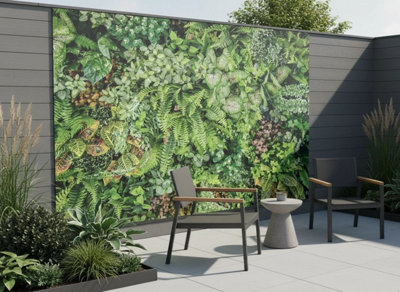 Mural Gardens Lush Vertical Garden Mural Curtain Waterproof Outdoor Tapestry Green Plant Wall Art Patio Fence Decor Panel W300Cm H180Cm from B&Q