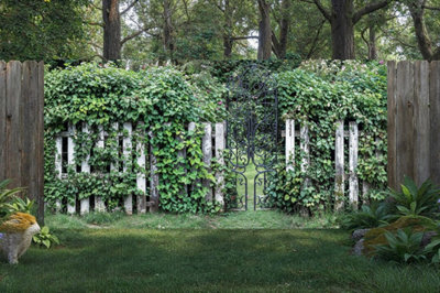 Mural Gardens Secret Garden Picket Fence Mural Curtain Waterproof Outdoor Tapestry Foliage Privacy Screen Backdrop Wall Art Fence W400Cm H180Cm from B&Q