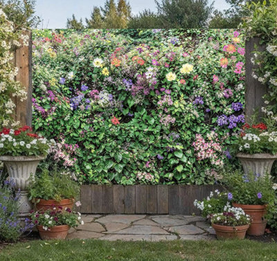 Mural Gardens Summer Flower Medley Garden Mural Curtain Waterproof Outdoor Tapestry Gazebo Hot Tub Patio Fence Floral Wall Art W180Cm H180Cm from B&Q