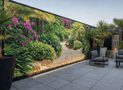 Mural Gardens Lush Herbaceous Border Garden Mural Waterproof Outdoor Tapestry Tropical Path Wall Art Privacy Screen Decor W500Cm H180Cm from B&Q