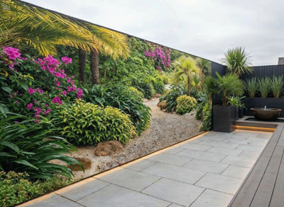 Mural Gardens Lush Herbaceous Border Garden Mural Waterproof Outdoor Tapestry Tropical Plants Path Wall Art Fence Decor W600Cm H180Cm from B&Q